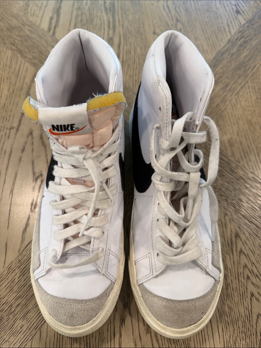 Nike Women's White, Black & Yellow High-Top Sneakers
